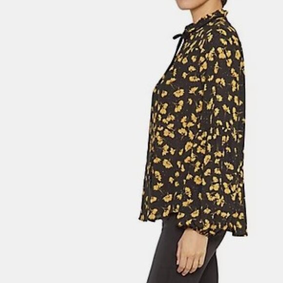 NYDJ Floral-Print Bishop-Sleeve Peasant Blouse - L - Picture 3 of 6